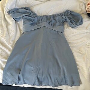 Altar'd State Off-Shoulder Light Blue Mini Dress